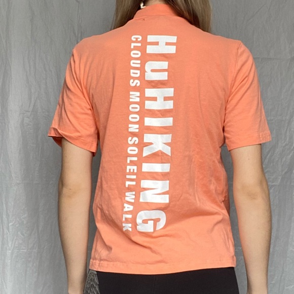 Pharrell Williams Adidas Collab Medium Coral Color Shortsleeve Mock Neck Shirt - Picture 7 of 10